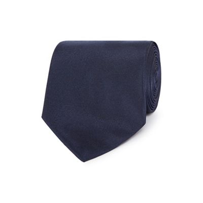 Navy woven silk textured tie